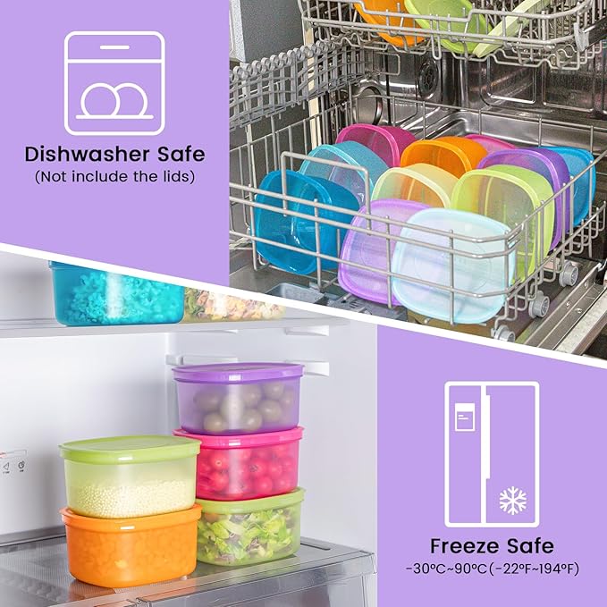 7-Pack Meal Prep Containers (500ml / 17oz) — Reusable Plastic Food Storage with Lids for Portion Control & School Lunches, Microwave/Freezer Safe Stackable Bento Box