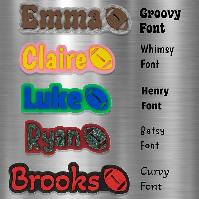 Custom Magnets for Fridge and Locker – 3D Printed Two-Color Name Design with Football Icon – Personalized Magnets with Strong Grip & Made of Durable PLA