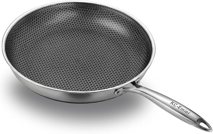 11 Inch Non-Stick Frying Pan Tri-Ply Stainless Steel Pan with Stay-Cool Handle Oven & Dishwasher Safe For Induction, Ceramic & Gas Stovetops