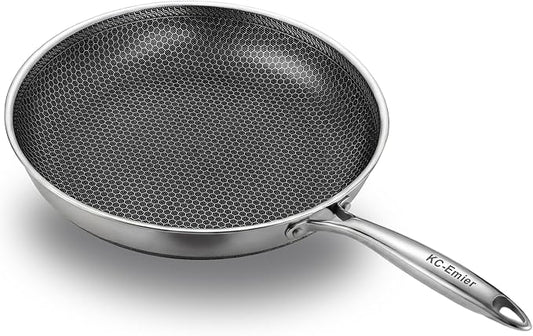 12 Inch Non-Stick Frying Pan Tri-Ply Stainless Steel Pan with Stay-Cool Handle Oven & Dishwasher Safe For Induction, Ceramic & Gas Stovetops