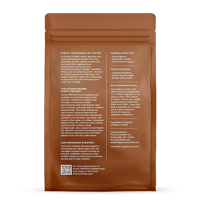 Purity Coffee PROTECT High Antioxidant Light-Medium Roast Ground (12oz Bag) | Specialty-Grade USDA Organic Arabica Blend | Third Party Tested for Mold, Mycotoxins & Pesticides
