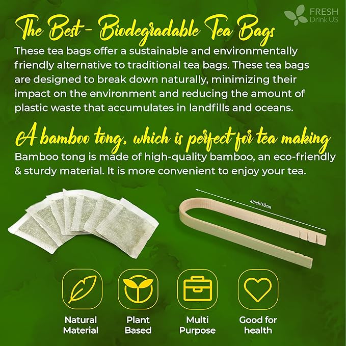 FreshDrinkUS, Premium 100 Mango Leaf Tea Bags, Hojas de Mango secas, 100% Natural & Pure, Loose Leaf Herbal Tea. Non GMO, No Sugar, No Caffeine, No Gluten, Vegan