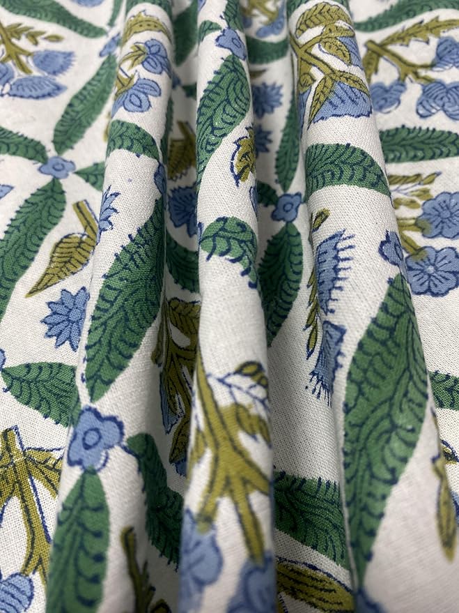 Ridhi Block Print Round Sea Green Reusable Tablecloth 100% Cotton 120" Inch Decorative Table Cover eveyday Dining, Home, Party, Wedding, Farmhouse Gift for Spring, Easter, Valentine
