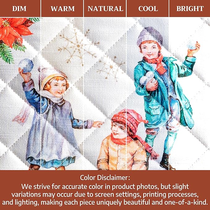 Maison d' Hermine 100% Cotton Oven Mitt & Pot Holder Set (7.5"x13" & 8"x8") Heat Resistant BBQ Cooking Gloves with Loop for Thanksgiving Christmas Decorations Handling Hot Pans (Chromo)