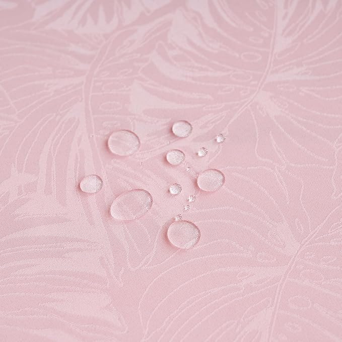 Square Tablecloth 36x36 Inch Leaves Pattern Scalloped Edge Waterproof Jacquard Nightstand End Table Cover for Coffee Teapoy Table Room Decor (Pink)