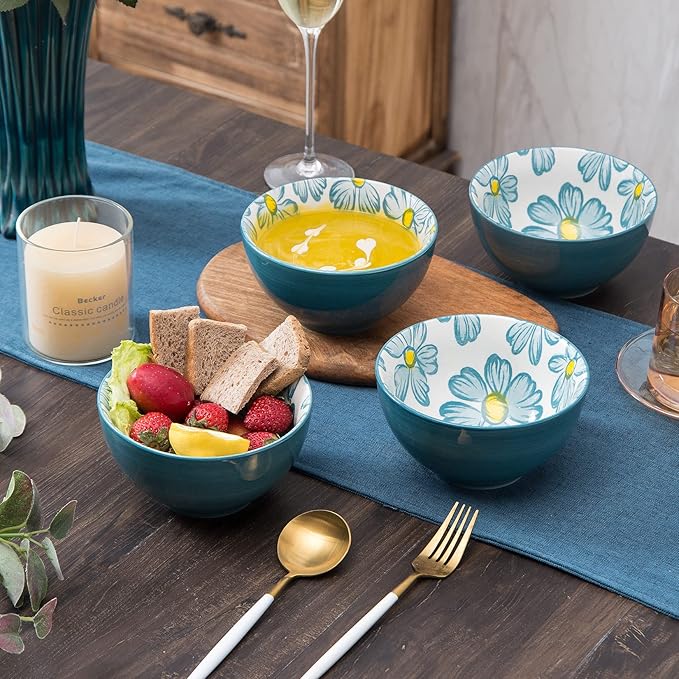 12-pieces Dinnerware Set Ceramic Dish Set Plates Sets Service for 4, Bowl Sets, Stoneware Dinnerware Sets, 12pcs Plate and Bowl Set for kitchen