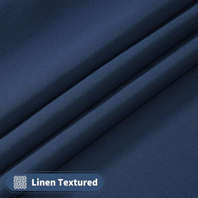 Faux Linen Tablecloths for Rectangle Tables, Burlap Textured Table Cloths Washable Farmhouse Table Cover Water Resistant for Dining, Wedding, Outdoor(Navy Blue, 60" Round)