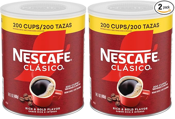 NESCAFÉ CLÁSICO Instant Coffee, Dark Roast Coffee, 1 Canister (14.1 Oz) (Pack of 2)