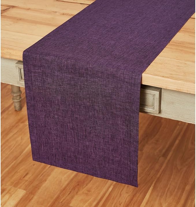 Solino Home Linen Table Runner 36 Inches - 100% Pure Linen Grape Table Runner 14 x 36 Inch Ideal for Dresser and Coffee Tables - Winter, Spring, Easter, Valentines - Athena