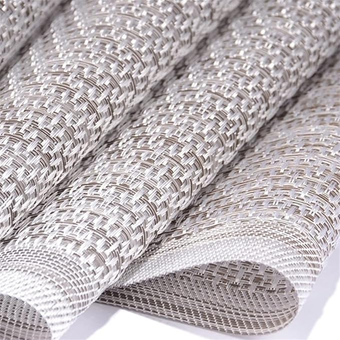 Woven Place Mat Eco-Friendly PVC Placemats Washable Non Slip Heat Decorate Table Mats(LP Brown,30X45CM_4PCS)