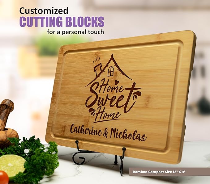 Personalized Cutting Board – Custom Engraved Wood Charcuterie Boards for Kitchen, Housewarming Gifts, and New Home Purchase Gifts – Customized Gift for New Homeowners