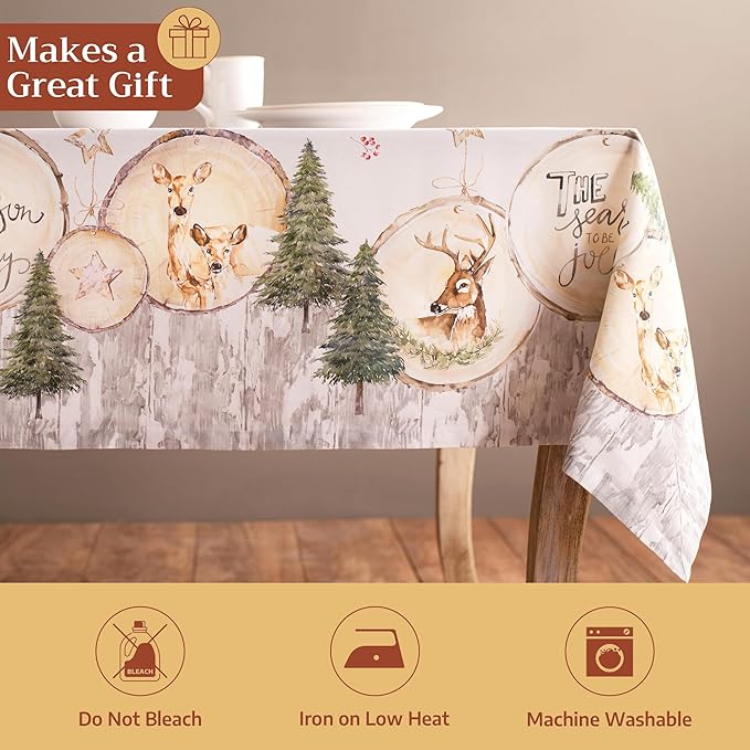 Maison d' Hermine Table Cloth Rectangle Table 100% Cotton 70 x 90 Inches Fall Tablecloth Reusable Everyday Use for Thanksgiving Christmas Decorations Dining Farmhouse Party (Mountain Life)