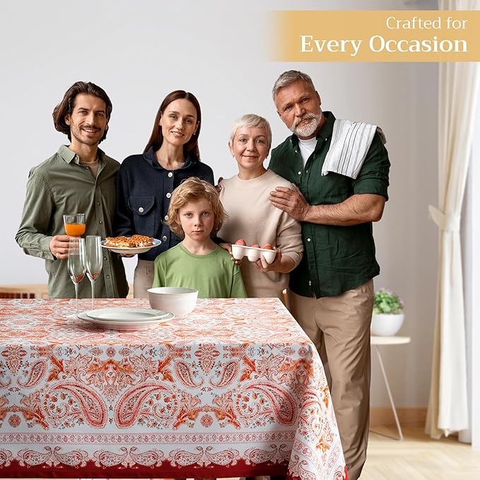 Maison d' Hermine Table Cloth Rectangle Table 100% Cotton 60 x 108 Inches Fall Tablecloth Reusable Everyday Use for Thanksgiving Christmas Decorations Dining Farmhouse Party (Orient)