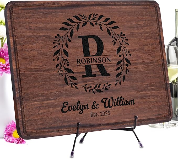 Wedding Gifts for Couples 2026 – Personalized Engraved Cutting Board, Customized Walnut Charcuterie Board, Unique Anniversary, Christmas, Bridal Shower, Housewarming and Engagement Gift Idea