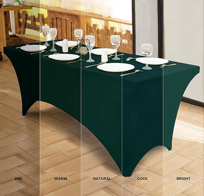 Utopia Kitchen Spandex Tablecloth 2 Pack [6FT, Hunter Green] Tight, Fitted, Washable and Wrinkle Resistant Stretch Rectangular Patio Table Cover for Event, Wedding & Parties [72Lx30Wx30H Inch]
