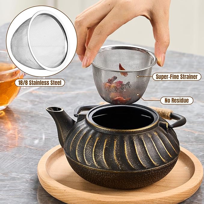 PARACITY Cast Iron Teapot Japanese 700ml/23oz, Tea Kettle Pot for Stove Top, Tea Pot with Stainless Steel Infusers for Loose Tea, Boiling Hot Water Tea, Mothers Day Gifts from Daughter/Son