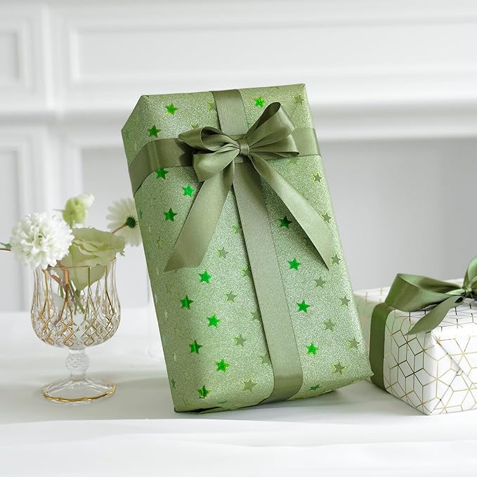 MEEDEE Moss Green Ribbon 1 Inch Moss Green Satin Ribbon Lux Double Faced Ribbons by 50 Yards Polyester Green Wrapping Ribbons for Crafts, Weddings, Flower Bouquet, Holiday Decorating