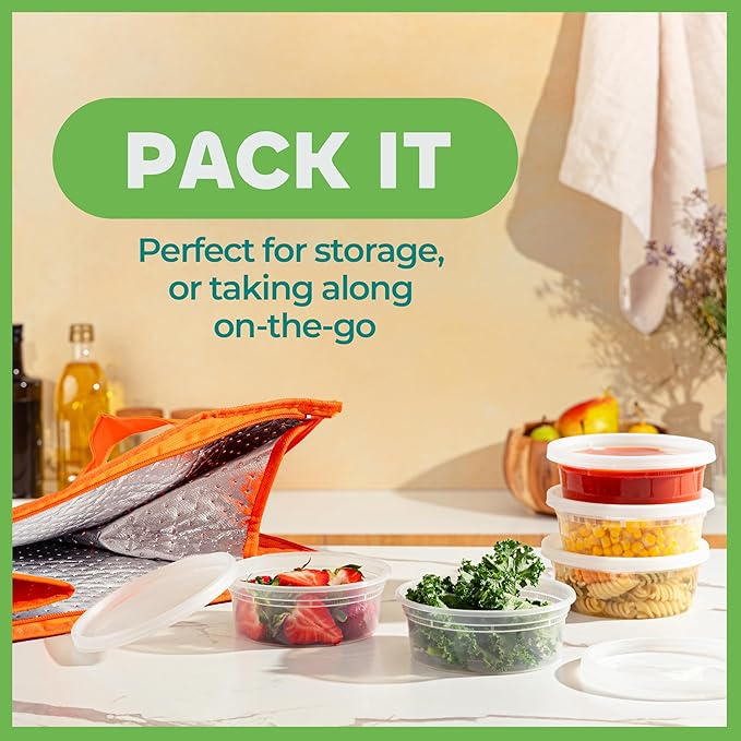 JoyServe Deli Food Containers with Lids - 8 oz 180 Sets- Ideal for Food, Snacks, Takeout, Meal Prep - 1 Cup Small Durable Clear Containers for Food - Stackable and Durable, Dishwasher & Microwave Safe
