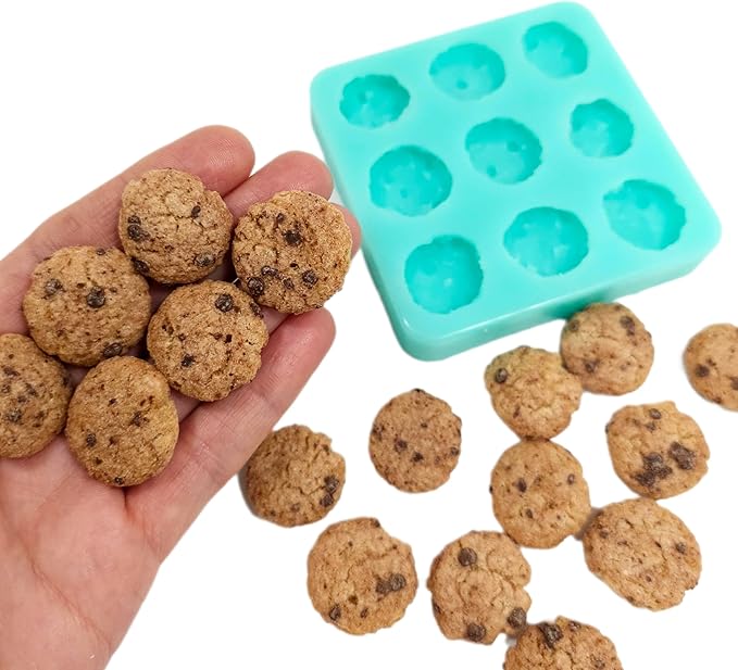 Natucraft Chocolate Chip Cookie Cereal Silicone Mold - Realistic Flexible, Oven Safe Up to 395F, Turquoise (May Vary), BPA Free, Phthalate Free, Latex Free