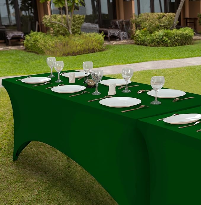 Utopia Kitchen Spandex Tablecloth 1 Pack[6FT, Emerald Green] Tight, Fitted, Washable and Wrinkle Resistant Stretch Rectangular Patio Table Cover for Event, Wedding, Banquet & Parties[72Lx30Wx30H Inch]