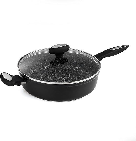 ZYLISS Cookware 11" Nonstick Saute Pan with Covered Lid - Oven, Dishwasher, Induction and Metal Utensil Safe Cooking - Heavy Duty Forged Aluminum with Sturdy Riveted Helper Handle