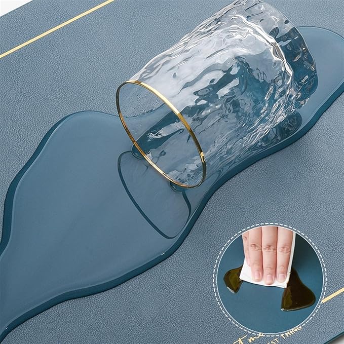 Leather PU Table Mats Set of 1/4/6 Heat Wipeable Waterproof Non-Slip Table Easy to Clean Modern Placemat(G saga Green,45x30cm 6pcs)