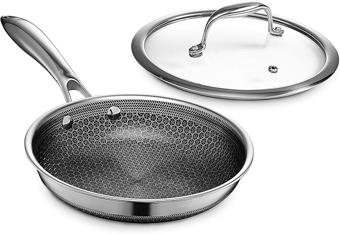HexClad Tempered Glass Lid, 8-Inch, Designed for HexClad Hybrid Cookware, Steam Vented, Dishwasher Safe