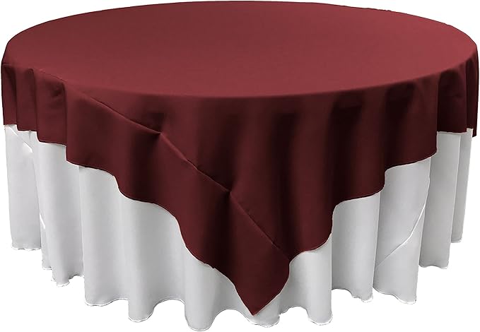 LA Linen Polyester Poplin Washable Square Tablecloth, Stain and Wrinkle Resistant Table Cover 90x90, Dinning, Kitchen, Party, Holiday 90 by 90-Inch, Burgundy, TCpop90x90_BurgundyP17