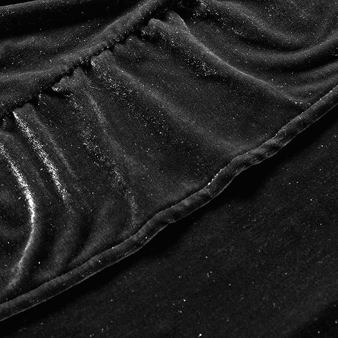 MIULEE Velvet Table Cloth with Decorative Ruffle Edge Luxurious Soft Washable Rectangular Tablecloth Thick Wrinkle-Resistant Oblong Table Cover for Kitchen Dining Party Wedding 60x102 Inch, Black