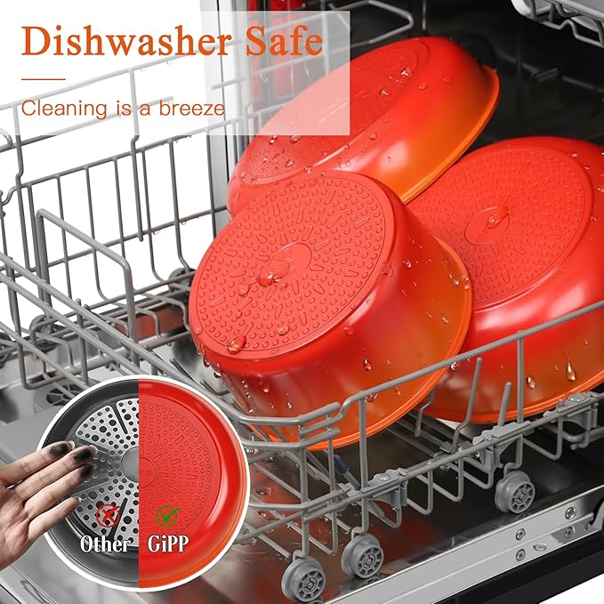 GIPP 11pcs Pots and Pans Set Non Stick, Nonstick Cookware Set Detachable Handle,Ceramic Pots for Cooking Non Stick with Removable Handle, RV Cookware Set, Orange Gradient