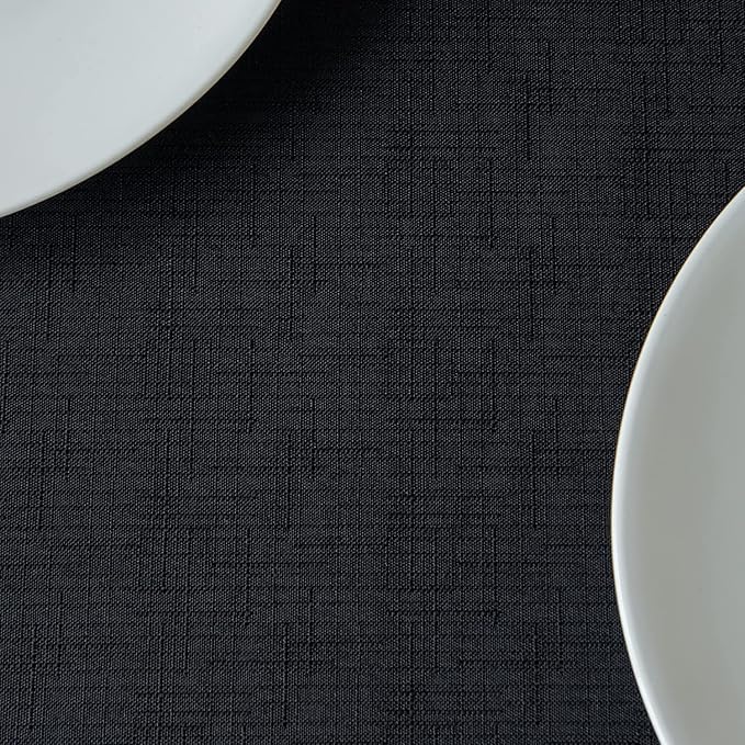 maxmill Square Tablecloth Slubby Texture Stain Resistant Waterproof Wrinkle Resistant Washable Soft Table Cloth, Decorative Fabric Table Cover for Dining Room Dinner and Parties, 52 x 52 Inch, Black