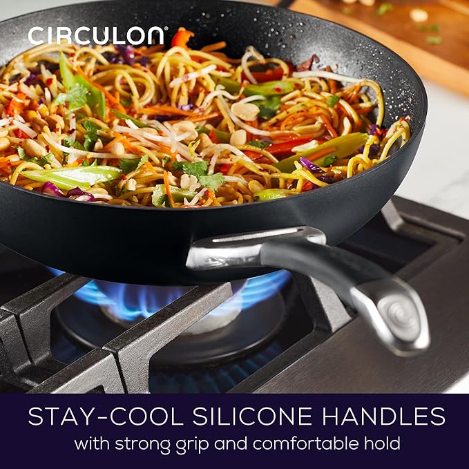 Circulon Symmetry Hard Anodized Nonstick Frying Pan Set / Skillet Set - 10 Inch and 12 Inch, Black