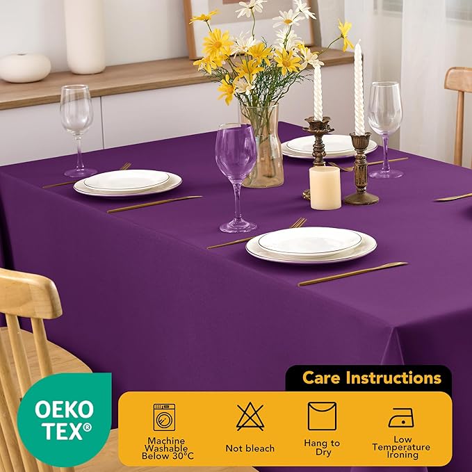 10-Pack Purple Tablecloths for Rectangle Tables, 60 x 84 Inches, Stain-Resistant Polyester Fabric for 4 Foot Tables - Washable Table Covers for Weddings, Banquets, Birthday Parties, Events