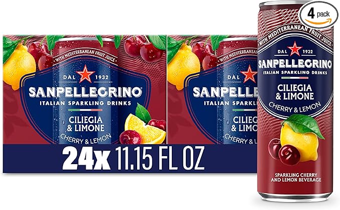 Sanpellegrino Italian Sparkling Drink Ciliegia and Limone, Sparkling Cherry and Lemon Beverage, 24 Pack