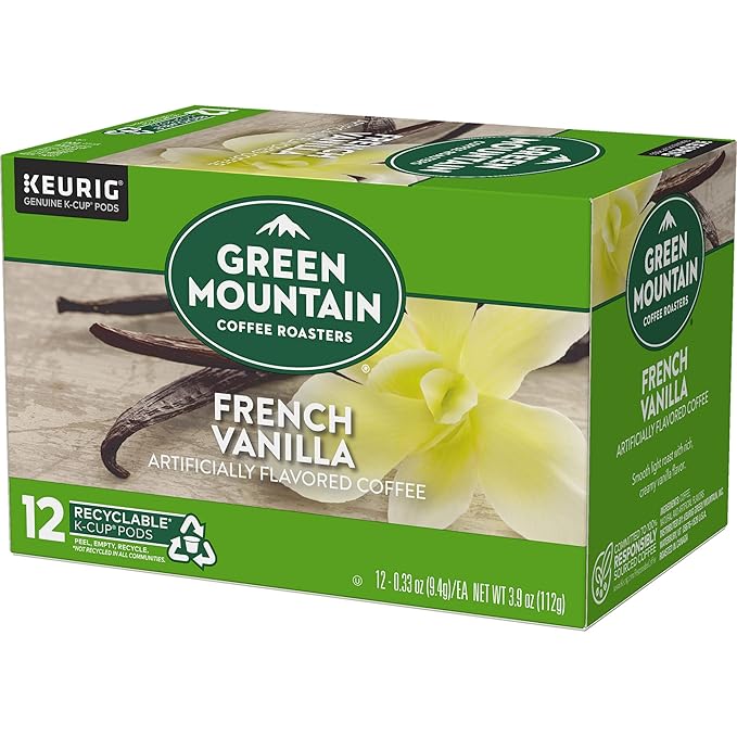 Green Mountain Coffee Roasters French Vanilla Keurig Single-Serve K-Cup pods, Light Roast Coffee, 12 Count