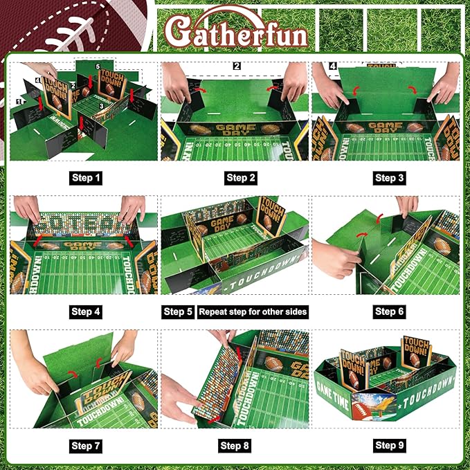 Gatherfun Football Party Supplies Kit - Tailgate, Birthday & Party Food Tray Set | Football Party Decorations & Favors