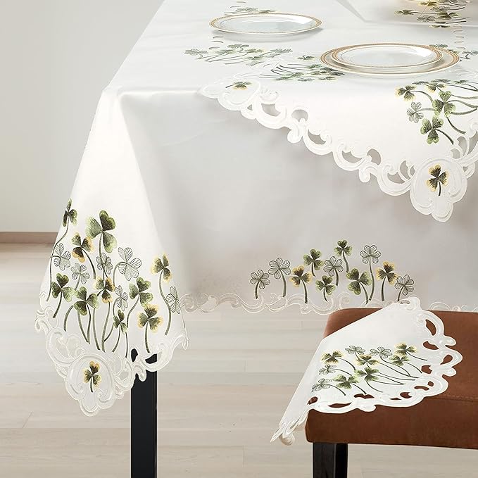Decozen Ivory Table Cloth - Rectangle Lace Linen Tablecloth Intricate Cutouts Embroidery - Perfect for Kitchen Dining Room Table Home Decor Wedding Receptions - 60 x 120 inches - The Clem Collection