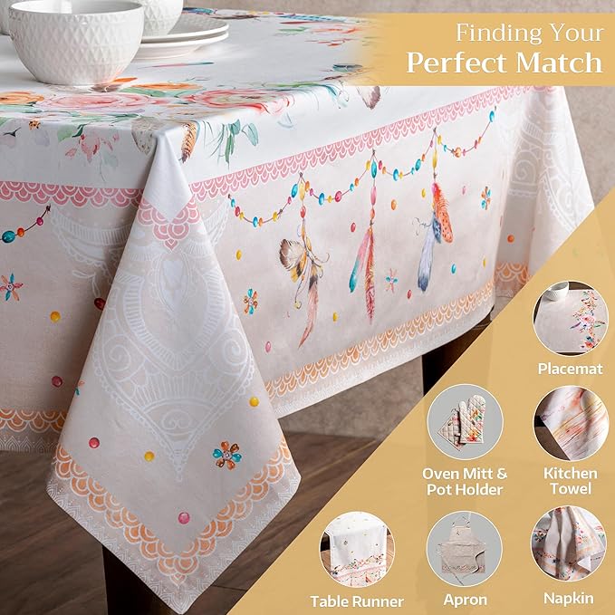 Maison d' Hermine Table Cloth Square Table 100% Cotton 60 x 60 Inches Tablecloth Reusable Decorative for Dining Room Farmhouse Home Valentines Day Decorations Spring Summer - Ibiza - Beige