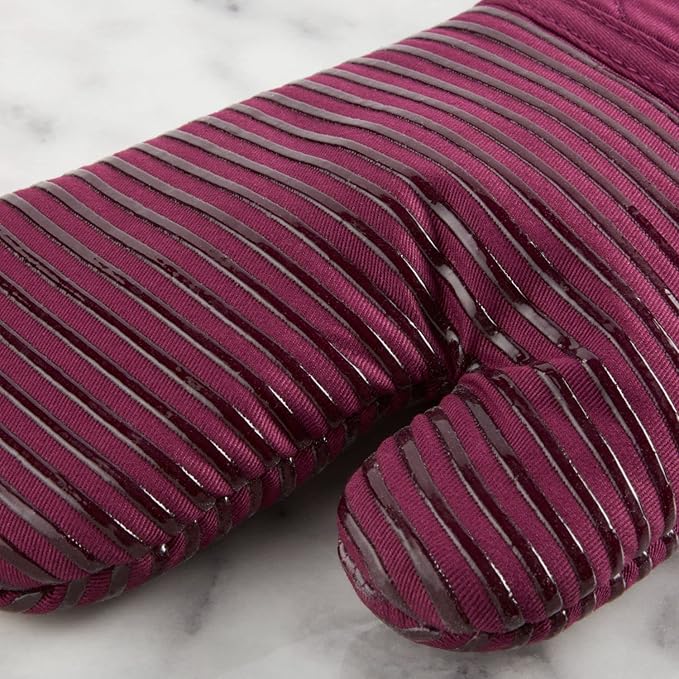 KitchenAid Quilted Cotton Terry Cloth Oven Mitt, Pot Holder, Kitchen Towel 4-Pack Set, Heat Resistant, Silicone Grip, Gift Set, Beet, 16"x26", 7"x13" & 7"x10"