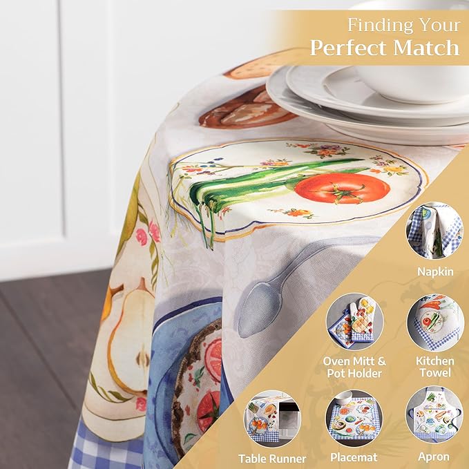 Maison d' Hermine Table Cloth Round Table 100% Cotton 69 Round Inches Tablecloth Reusable Decorative for Dining Room Farmhouse Home Valentines Day Decorations Spring Summer - Gourmand