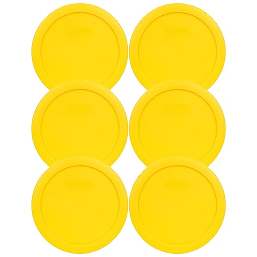 Pyrex 7201-PC 4 Cup Meyer Lemon Yellow Food Storage Replacement Lids (6-Pack) - Made in USA