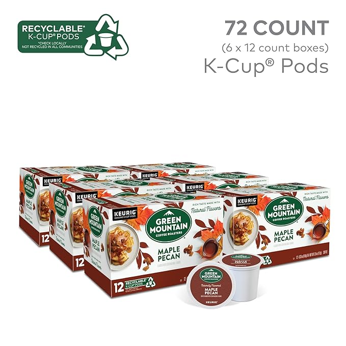 Green Mountain Coffee Roasters Maple Pecan, Single-Serve Keurig K-Cup Pods, Flavored Light Roast Coffee, 72 Count