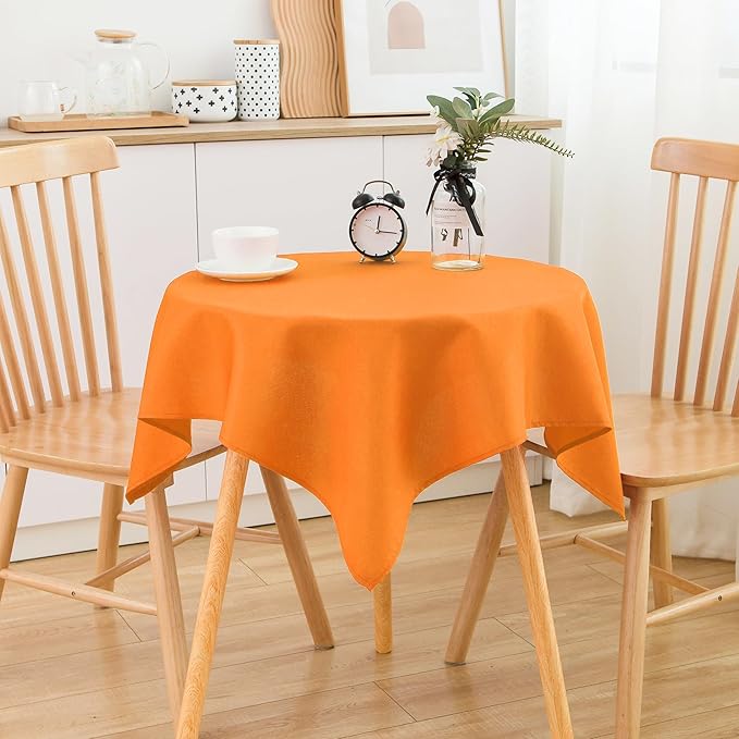 2 Pack Small Square Table Cloth 36X36 Inch Orange Washable Fabric Tablecloth Polyester Solid Table Cover for Night Stand End Table Side Table Outdoor Indoor
