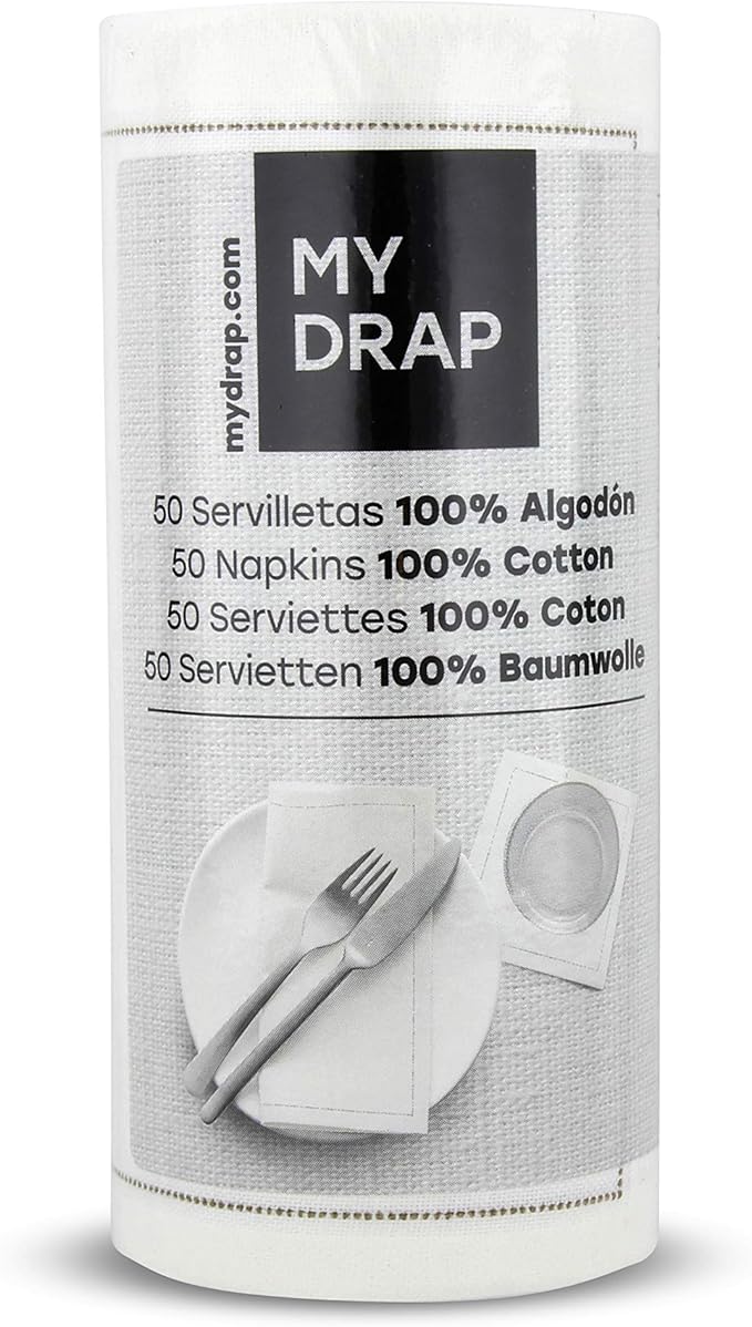 MY DRAP Cocktail Napkins, Reusable Cotton Napkins on a Roll 4.5 x 4.5 IN (100 Napkins, Curry)