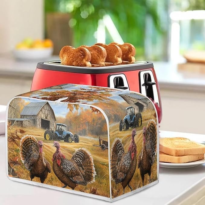 Doojoayie Turkey Toaster Cover Toaster Storage Bag Bread Maker Cover Stain Resistant for Kitchen 4 Slice Small Appliance Protector Thanksgiving Decor