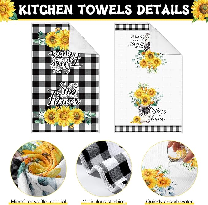 Hoolerry 6 Pcs Kitchen Apron Dish Towels Oven Mitts and Pot Holders with Spatula for Women Wife Grandma Cooking Baking Gifts