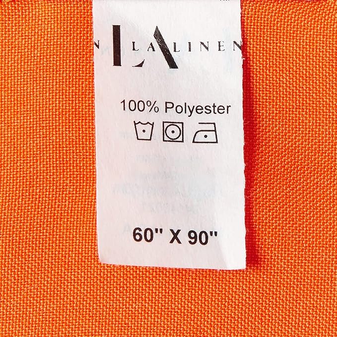 LA Linen Polyester Poplin Washable Rectangular Tablecloth, Stain and Wrinkle Resistant Table Cover 60x90, Fabric Table Cloth for Dinning, Kitchen, Party, Holiday 60 by 90-Inch, Orange