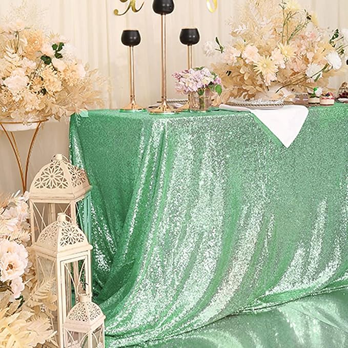Eternal Beauty Mint Green Tablecloth, 50x80 Inch Square Rectangle Table Cover for Cake Dessert Exhibition Party Birthday Events
