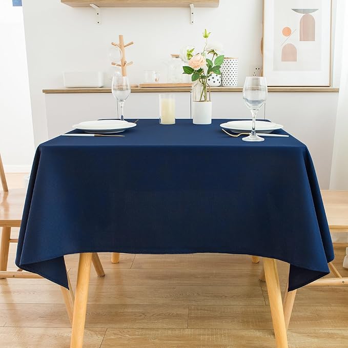 2 Pack Square Table Cloth 70X70 Inch Navy Washable Fabric Tablecloth Polyester Solid Dining Table Cover for Birthday Party Dinner Holiday Outdoor Indoor