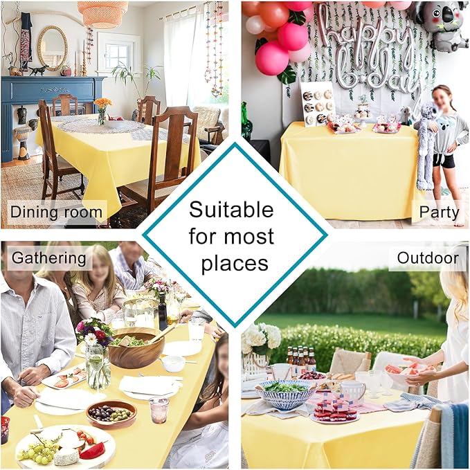 Hiasan Light Yellow Tablecloth Square - Waterproof and Wrinklr Resistant Washable Polyester Fabric Table Cloth for Dining Room and Outdoor Use, 30 x 30 Inch